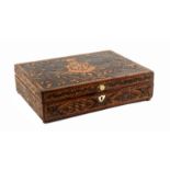 An unusual early 19th Century split and coloured straw work rectangular box, Napoleonic French