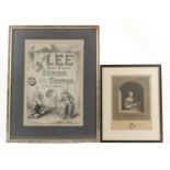 Two framed prints, comprising a printed advert 'The Lee Best 6 Cord Sewing Cotton', from the Graphic
