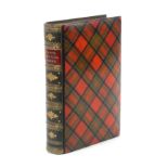 A Tartan ware (Stuart) book, the covers to a gilt tooled green leather spine titled 'Scott's