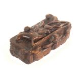 A mid 19th Century 'Blind Man of Glasgow' Burns snuff box of rectangular form, the lid carved with