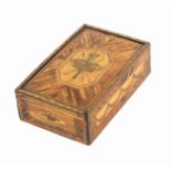 A good early 19th Century French split and coloured straw work reel box of rectangular form,