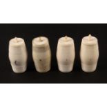 A set of four early 19th Century ivory cotton barrels, complete with internal reels, one with