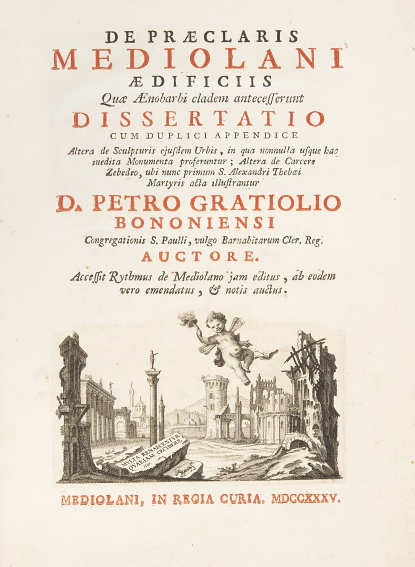 Grazioli, Pietro De praeclaris Mediolani aedificiis.  - Bild 2 aus 2