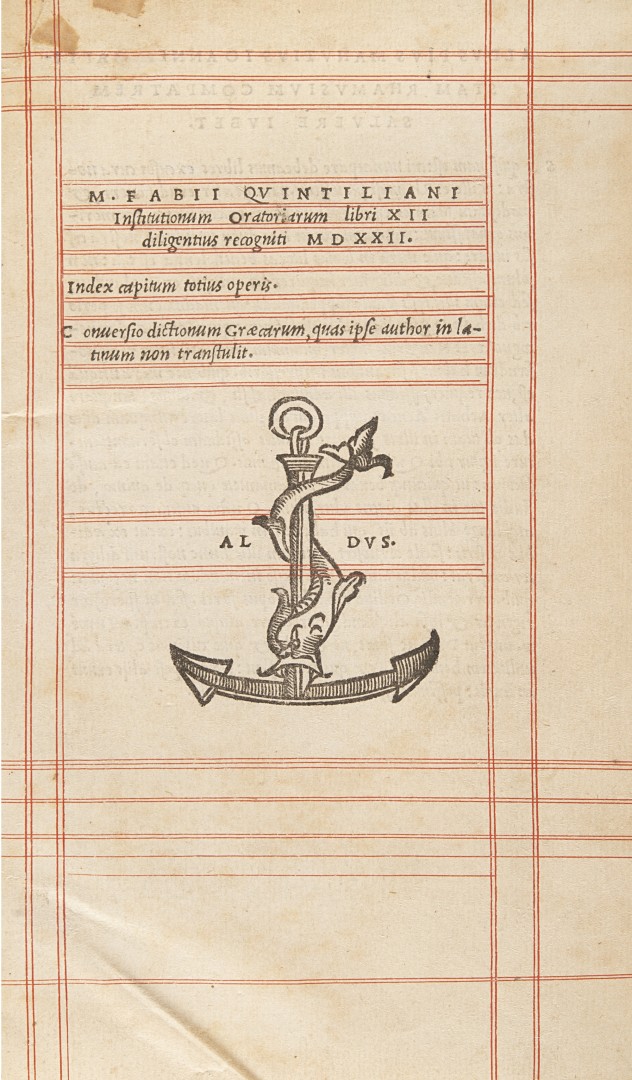 Quintiliano Institutionum Oratoriarum libri XII.