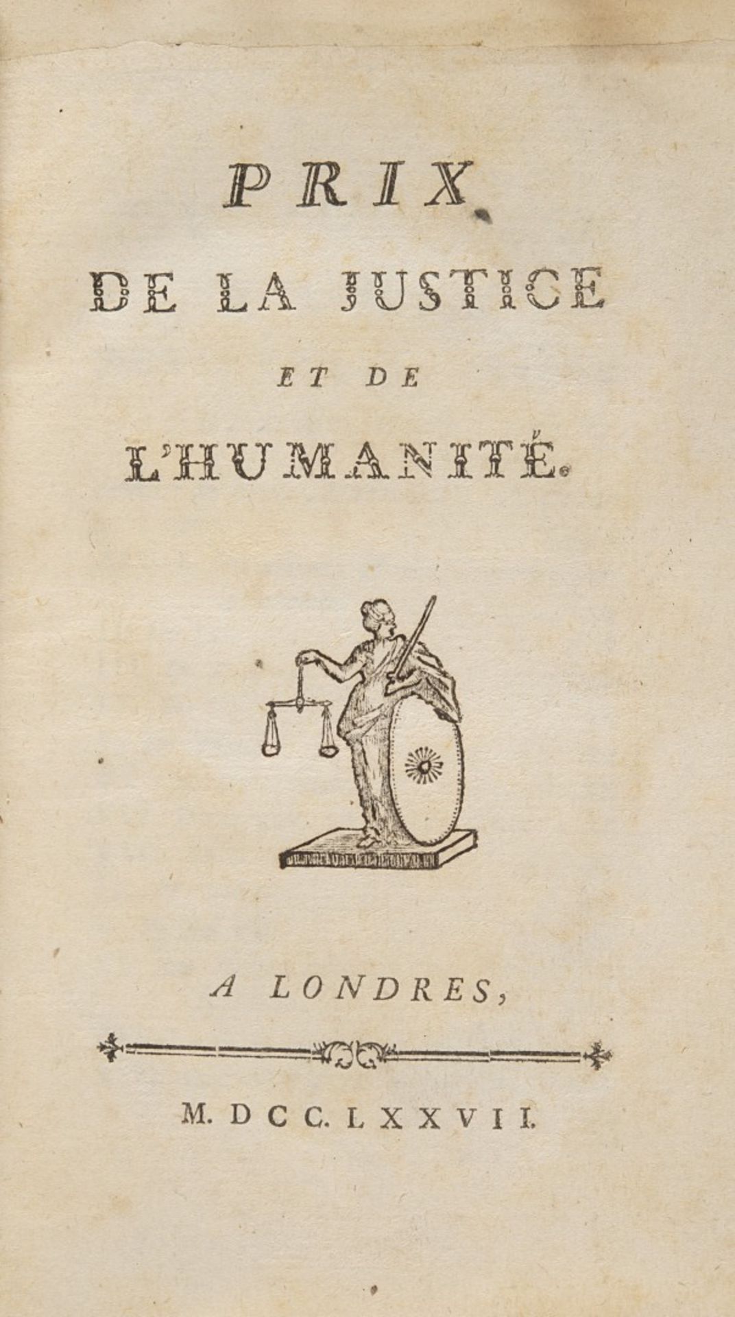 Voltaire Prix de la justice et de l'humanité. 