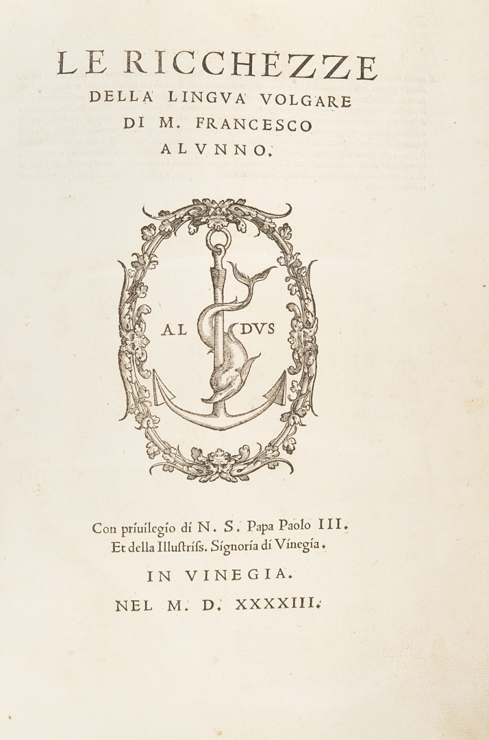 Alunno, Francesco Le ricchezze della lingua volgare.