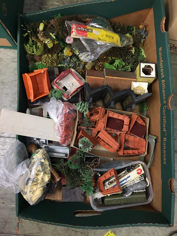 Four boxes of miscellaneous model making scenery, accessories and ephemera - Image 3 of 5