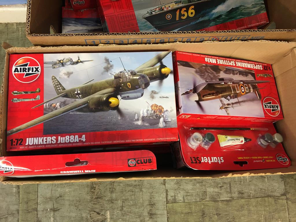 Two boxes of Airfix model making kits, aircraft, vehicle set, ships and starter sets etc., boxed - Image 5 of 6