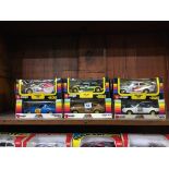 Six Burago 1:24 scale Die Cast and Decals cars, boxed