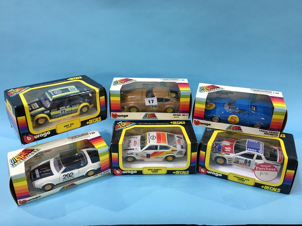 Six Burago 1:24 scale Die Cast and Decals cars, boxed - Image 2 of 5