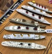 Seven Triang Minic and other Die Cast model cruise liners