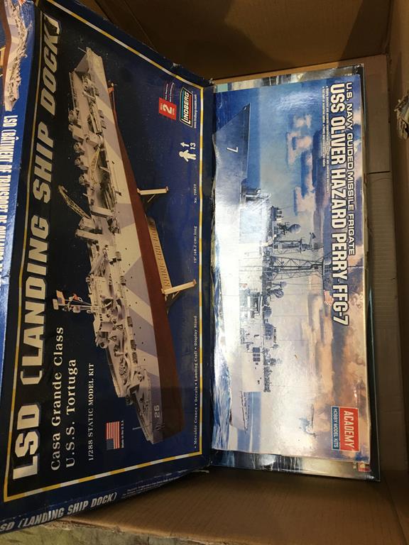 A box of model making sets to include; Revell 'Battle of Midway' carrier etc. - Image 2 of 2