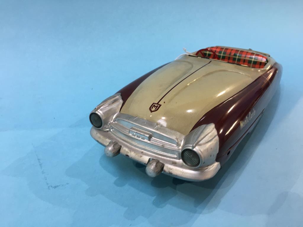 A tin plate Mettoy Monte Carlo sports car, with original detachable plastic roof, 37 cm long - Image 3 of 21