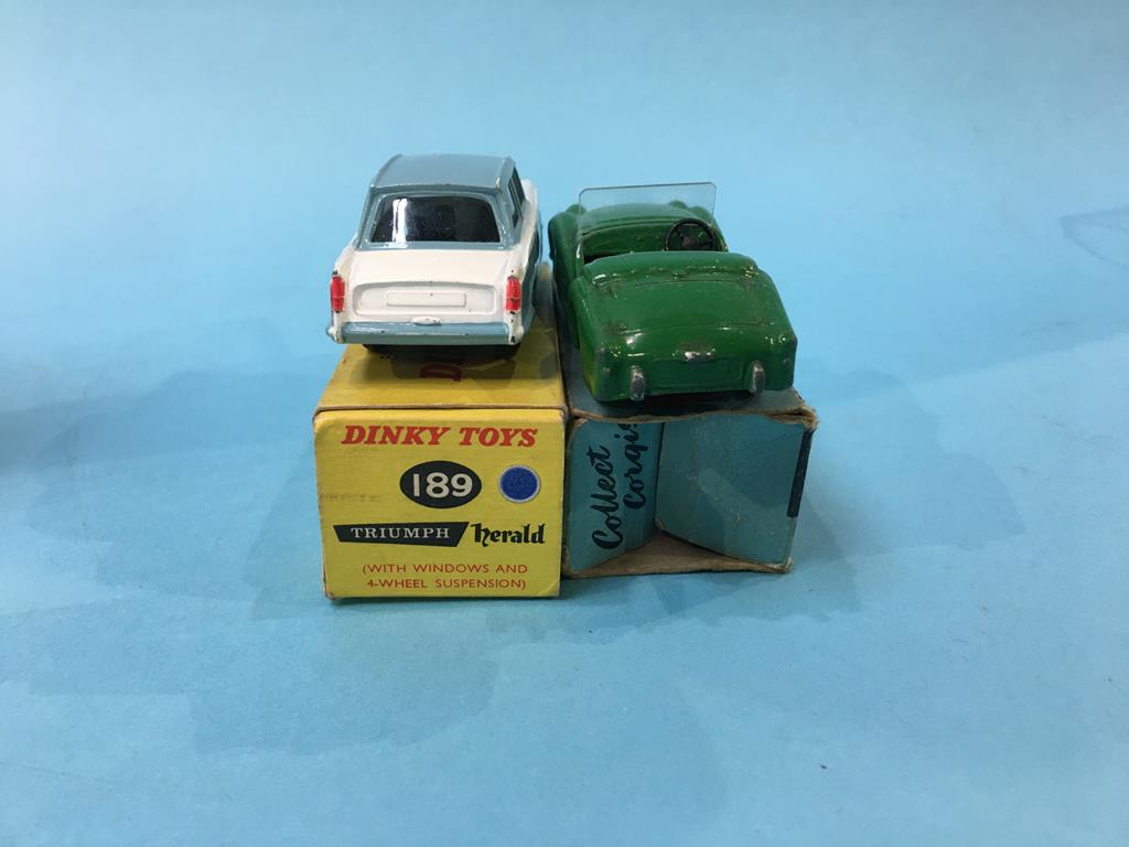 A Dinky 150 Rolls Royce Silver Wraith, a 189 Triumph Herald, a Corgi 301 Triumph T.R.Z sports car - Image 9 of 13