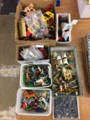 Assorted plastic figures, boats and accessories, in seven boxes