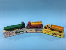 A Dinky 409 Bedford articulated lorry, a 591 Shell Chemical Limited AEC tanker and a 905 Foden
