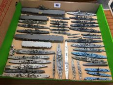 A tray of Triang Minic and other Die Cast model warships and carriers etc.