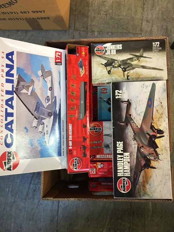 One box of model making kits, including Airfix World War II RAF vehicle set and Airfix D-Day sea - Image 2 of 2