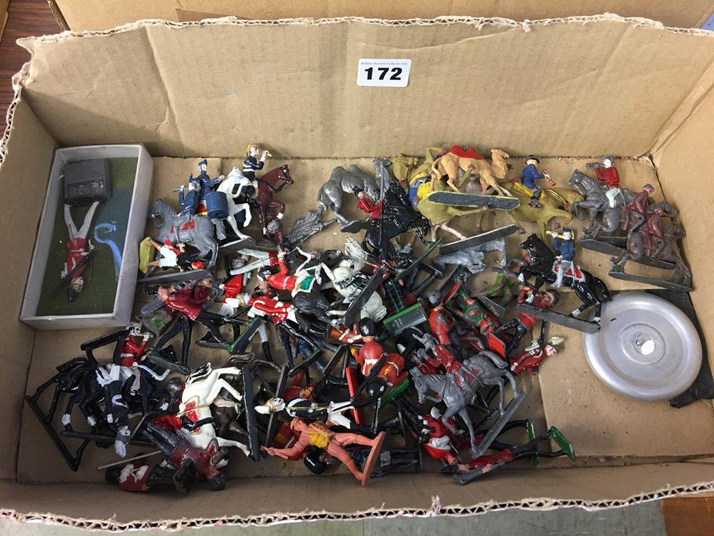 A box of loose metal military figures