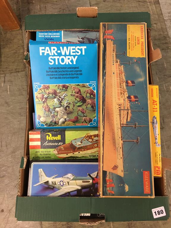 One box of model making kits, including Keel Ware American President Liner, Revell etc., boxed