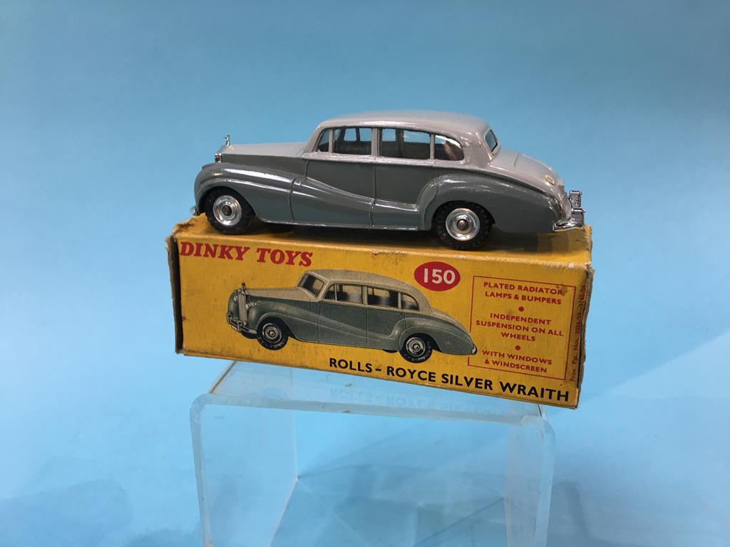 A Dinky 150 Rolls Royce Silver Wraith, a 189 Triumph Herald, a Corgi 301 Triumph T.R.Z sports car - Image 2 of 13