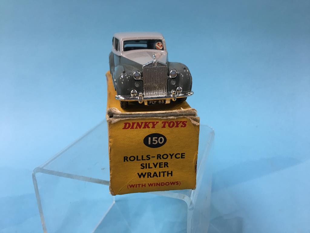 A Dinky 150 Rolls Royce Silver Wraith, a 189 Triumph Herald, a Corgi 301 Triumph T.R.Z sports car - Image 4 of 13