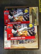 A box of assorted model making kits including Fort Apache and Fort Sahara set