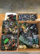 Four boxes of loose figures, plus a box of loose Matchbox trains etc. (5)