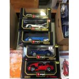 Five Burago 1:18 scale Die Cast cars