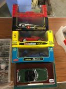 Five Die Cast cars, Mira, Burago, Anson, Jouef Evolution and Corgi, 1:18 scale, boxed