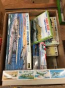 One box of Japanese military model kits, Skywave, Hasegawa etc.