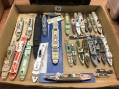 One tray of Flat Buttoned model ships, some scratch built and Die Cast