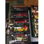 Five Ertl European Classics 1:18 scale Die Cast metal cars