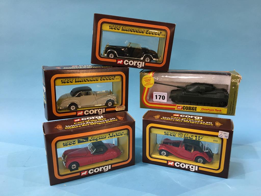 Nine Corgi Die Cast vehicles, including a 903 Chieftain Tank etc., boxed - Image 3 of 3