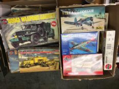 Two boxes of model making kits, to include Airfix Dodge Weapons Carrier, Airfix B-17 Flying Fortress
