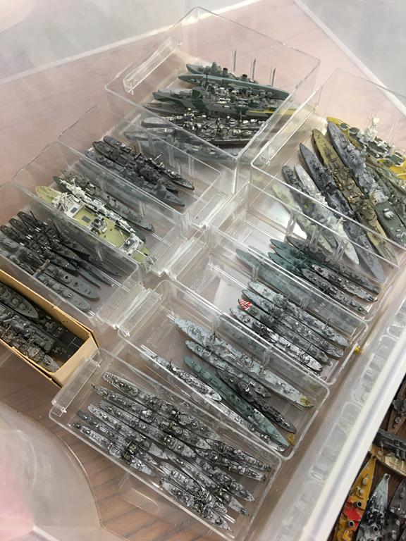 Two boxes of Triang Minic and other Die Cast model naval vessels, destroyers etc. - Image 2 of 3