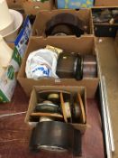 Three boxes of clocks (spares and repairs)