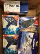 Five Corgi World War II aeroplanes, boxed