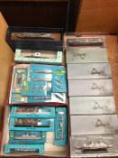A quantity of boxed Triang Minic ships and various Atlas Collection ships etc.