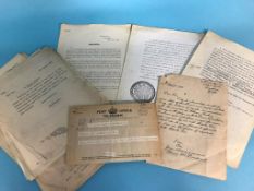 A collection of documents and correspondence (handwritten and typed) between The Governor of H.M.