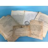 A collection of documents and correspondence (handwritten and typed) between The Governor of H.M.