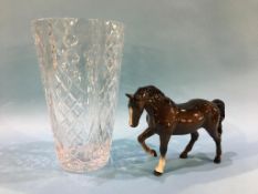 A Beswick horse and a cut glass tapering vase