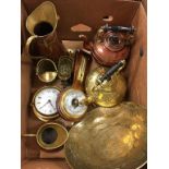 Box of copper and brassware