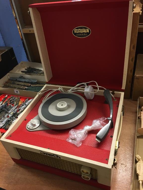 A Dansette junior record player, with original outer box