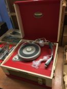 A Dansette junior record player, with original outer box