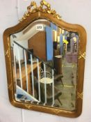 Ornate gilt mirror with ribbons and bows, 51 x 41cm