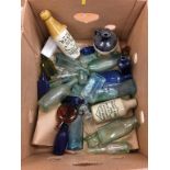 Box of local North East ceramics and glass bottles