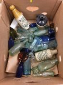 Box of local North East ceramics and glass bottles