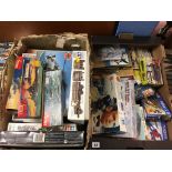 Two boxes of Eagle, Airfix and Tamiya model kits