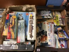 Two boxes of Eagle, Airfix and Tamiya model kits